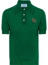 Prada Logo Wool Polo Shirt In Green