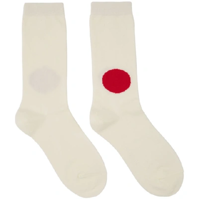 Blue Blue Japan Off-white Japan Flag Socks In 01-natural