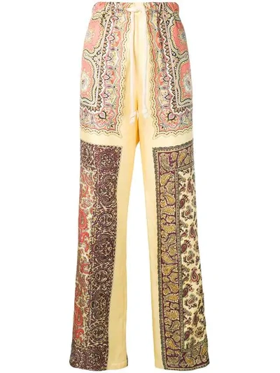 Etro Paisley Drawstring Wide-leg Pants In Yellow