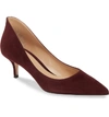 Gianvito Rossi Pointed Toe Pump In Royale Burgundy Suede