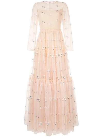 Huishan Zhang Embellished Tulle Gown In Opal/multi