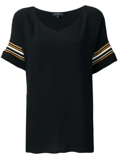 Antonelli Striped Sleeve Tunic In Black