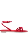 Prada Knot-front Suede Sandals In Red