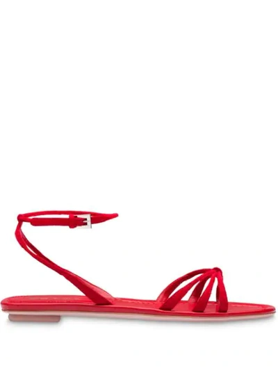 Prada Knot-front Suede Sandals In Red