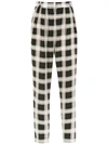 Andrea Marques Silk Checked Trousers In Black