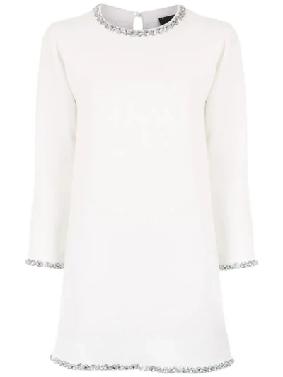 Andrea Bogosian Long Sleeved Appliqué Dress In White