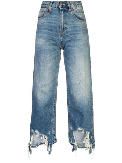 R13 Distressed Cropped Jeans In Blue