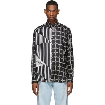 Givenchy Black & White Silk Graphic Loose Fit Shirt