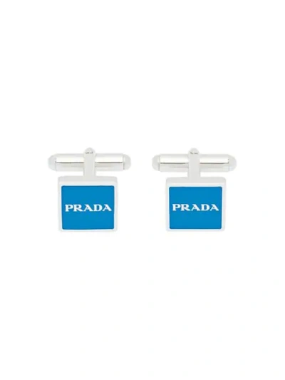 Prada Silver And Enamel Cufflinks