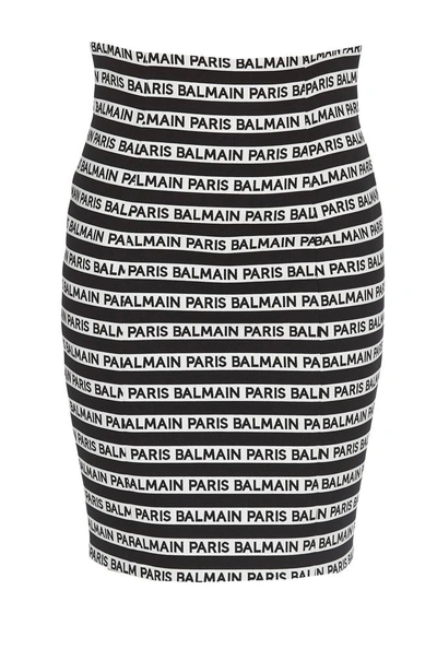 Balmain Logo Striped Mini Skirt In Multi