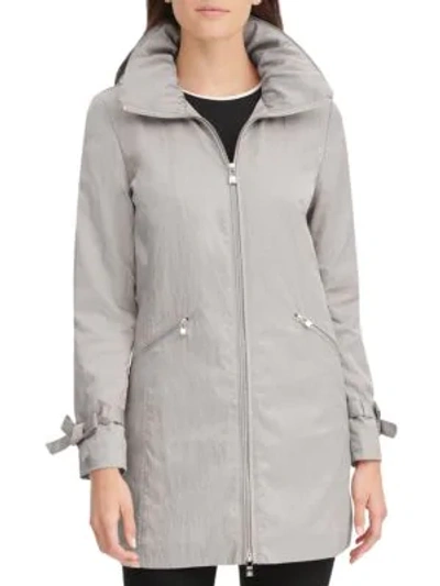 Karl Lagerfeld Packable A-line Rain Jacket In Mist