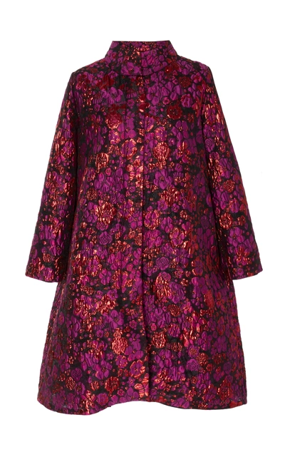 Anna Sui Grace Metallic Jacquard Jacket In Purple