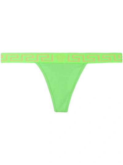 Versace Greca Border Thong In Green