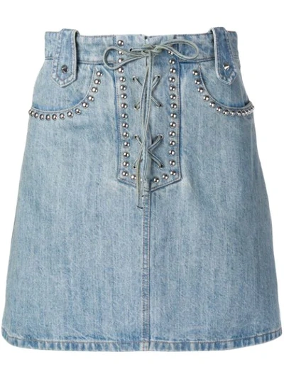 Miu Miu Studded Denim Skirt In Blue | ModeSens 