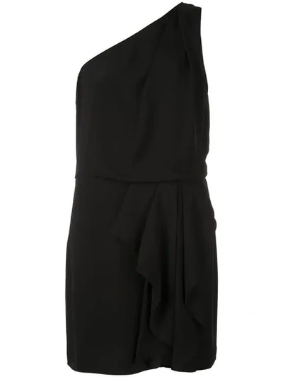 Halston Heritage Asymmetric Fitted Mini Dress In Black