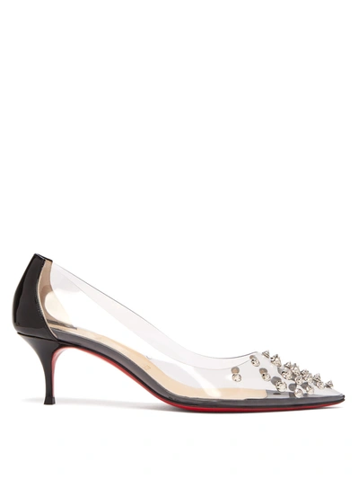 Christian Louboutin Collaclou 55 Spiked Pvc And Patent-leather Pumps In Black