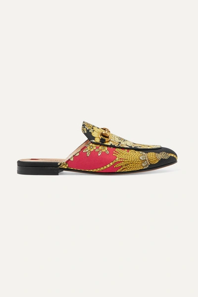 Gucci Princetown Horsebit-detailed Printed Faille Slippers In Multicoloured