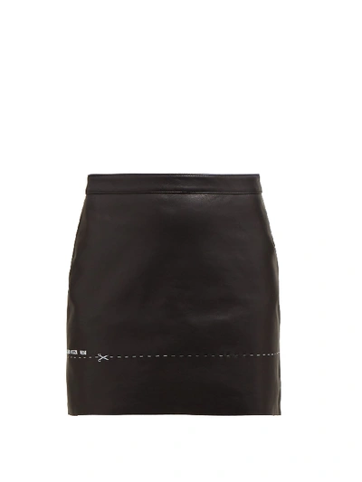 Vetements Embroidered Leather Mini Skirt In Black