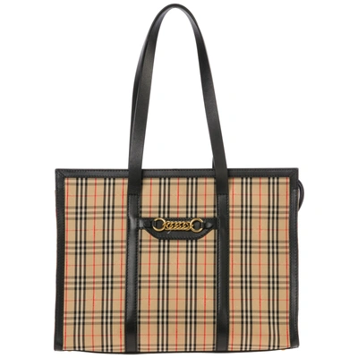 Burberry The Link Check Canvas Tote Bag In Multicolor