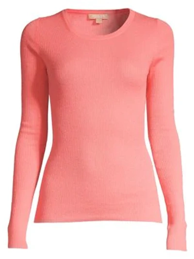 Michael Kors Ribbed Cashmere Sweater In Petal