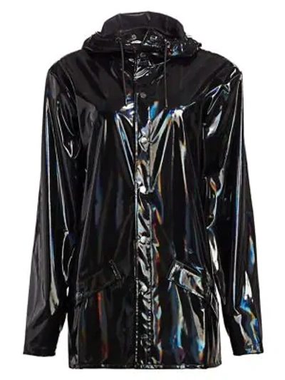 Rains Holographic Rain Coat In Black