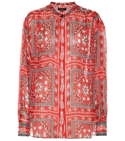 Isabel Marant Daws Printed Silk Blouse In Red