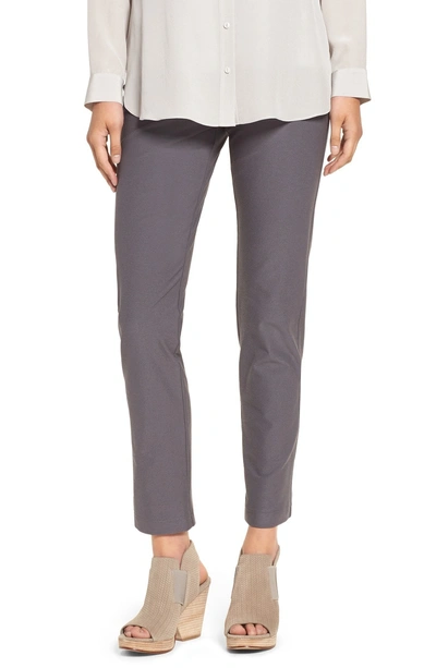 Eileen Fisher Stretch Crepe Ankle Pants In Ash