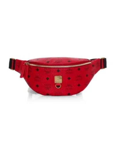 Mcm Small Fursten Visetos Belt Bag In Ruby Red