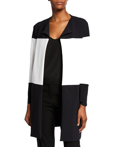 Chiara Boni La Petite Robe Sibylle Colorblock Open-front Jacket In White/black