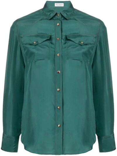 Brunello Cucinelli Long Sleeved Shirt In Green