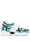 Msgm Woven Houndstooth Sneakers In White