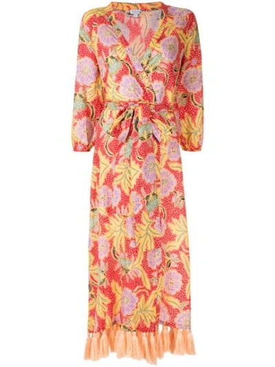 Rhode Belted Floral Print Dress In Multicolour