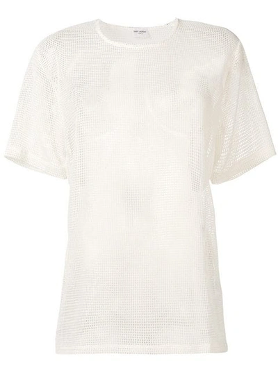 Saint Laurent Sheer Knitted Top In White