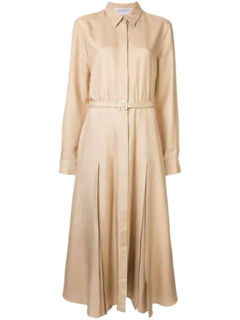 Gabriela Hearst Belted Shirt Dress In Brown | ModeSens