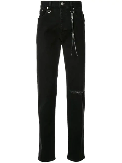 Mastermind Japan Slim-fit Jeans With Distressed Details In Black