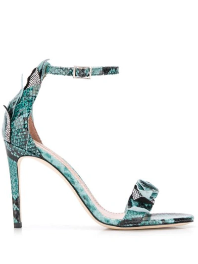 Alberto Gozzi Python Sandals In Green