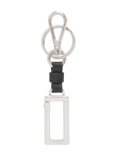 Prada Name Tag Keychain In Silver