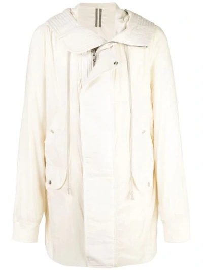 Rick Owens Drkshdw Zipped Hooded Parka Coat In Neutrals