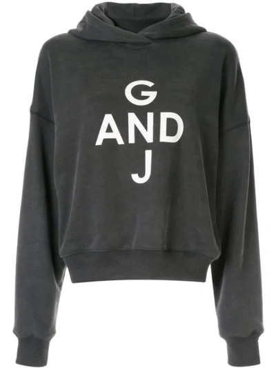 Goen J Print Hooded Sweatshirt In Grey