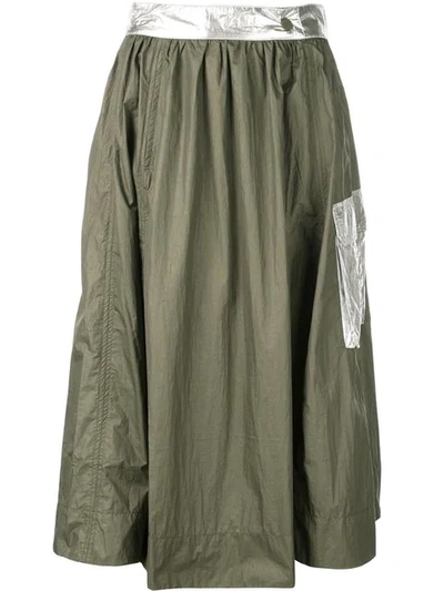 Ganni Metallic Patch Skirt In Green