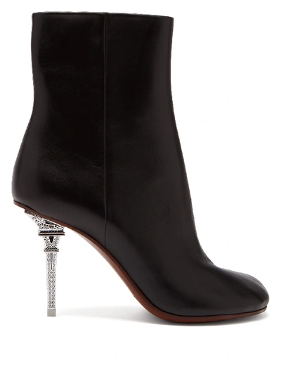 Vetements Eiffel Tower Heel Leather Ankle Boots In Black