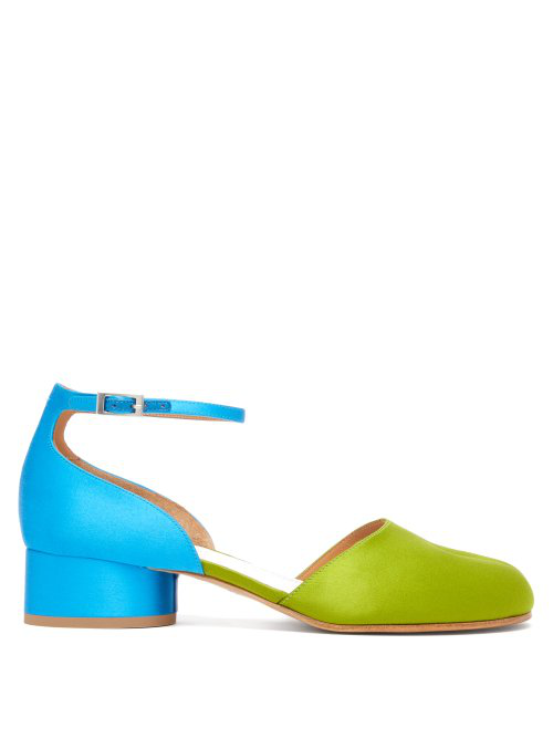 blue and green pumps