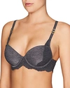 Stella Mccartney Smooth & Lace Contour Plunge Bra In Gray Marl