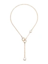 Pomellato Nudo 18k Rose & White Gold, Diamond, Topaz & Mother-of-pearl Lariat Necklace In Rose Gold