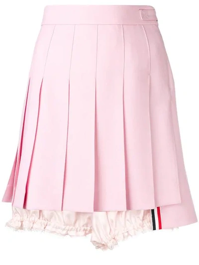 Thom Browne Lace Trim Bloomer Miniskirt In Pink