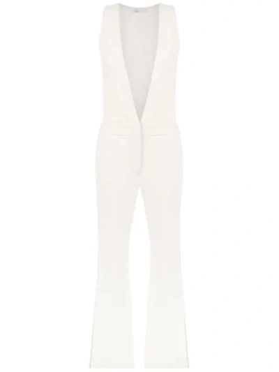 Nk Plunge Neck Jumpsuit In White