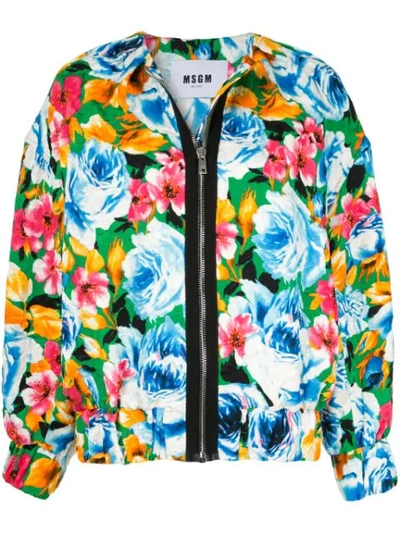 Msgm Floral Pattern Bomber Jacket In Multicolour