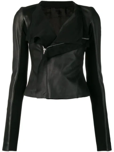 Rick Owens Cropped Leather Jacket In Black