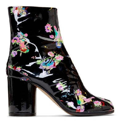 Maison Margiela Floral Tabi Ankle Boots In Black | ModeSens