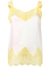 Nude Lace Trim Camisole In Yellow
